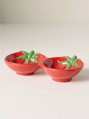 Anthropologie Tomato Dolomite Double Pinch Bowl NIB